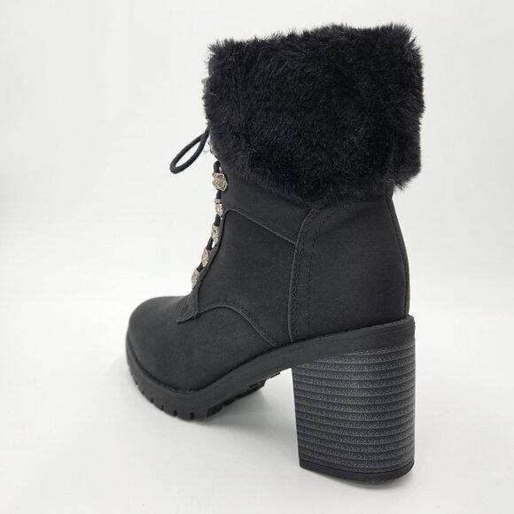 Olivia & Kate Ryder Womens Boot Winter Ankle Heels Lace Up Black Size 8.5 - Picture 5 of 12